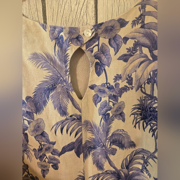 Tommy Bahama Wild Paradise Linen Shift Dress Blue Tropical L Large - Picture 5 of 8